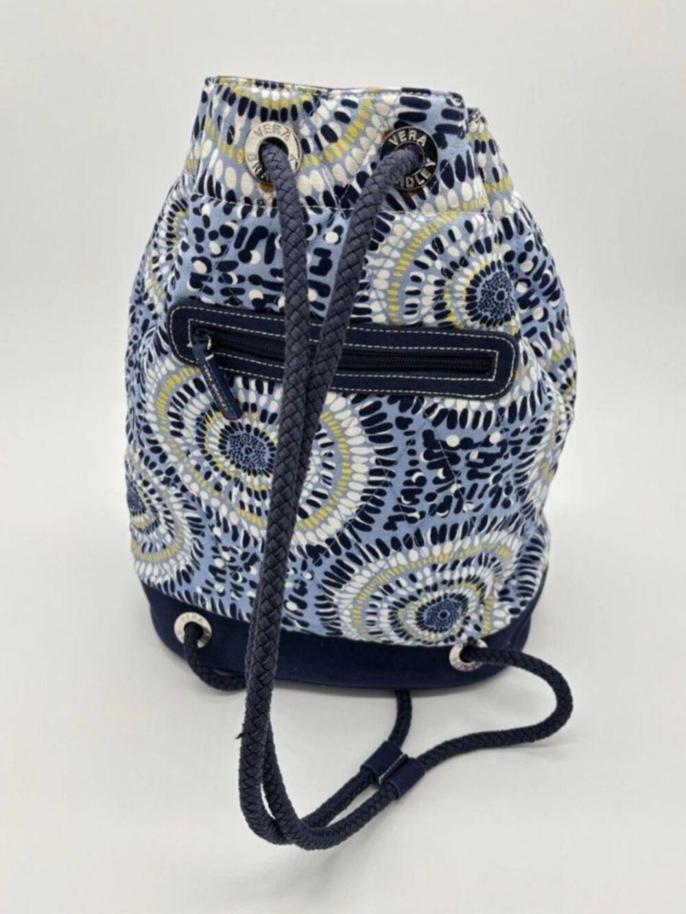 Vera Bradley Starry Night Canvas Drawstring Sling Backpack Yellow Lining